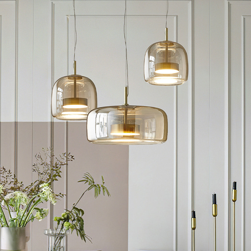 Lampa wisząca Vintage Złoty Metal i szkło – Eleganckie oświetlenie do dekoracji wnętrz