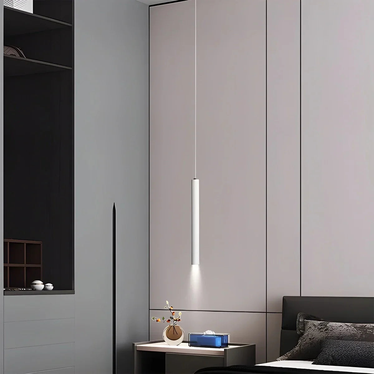 Nowoczesna lampa sufitowa LED o eleganckim tubowym designie do współczesnych przestrzeni