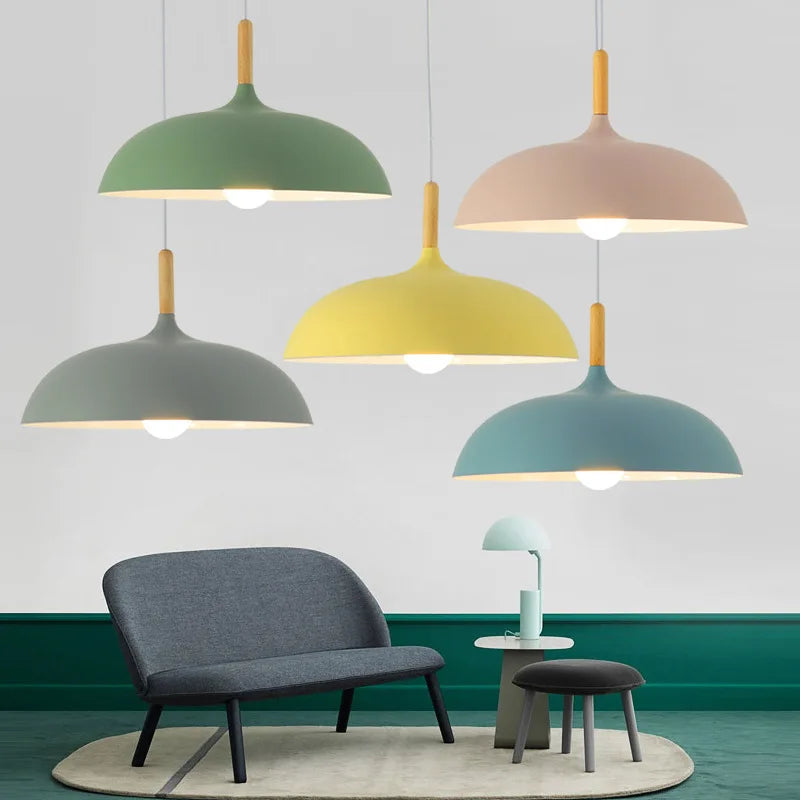 Nowoczesna lampa sufitowa z drewna dębowego w stylu minimalistycznym nordyckim